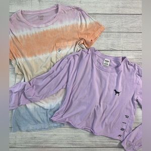 Victoria’s Secret 2 for 1 Bundle PINK Long Sleeve Crop and Tie Dye PINK Tee 💗